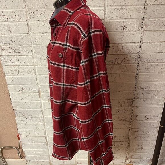 Wrangler Red Plaid Button Up Long Sleeve Shirt Cotton Medium - Picture 7 of 10
